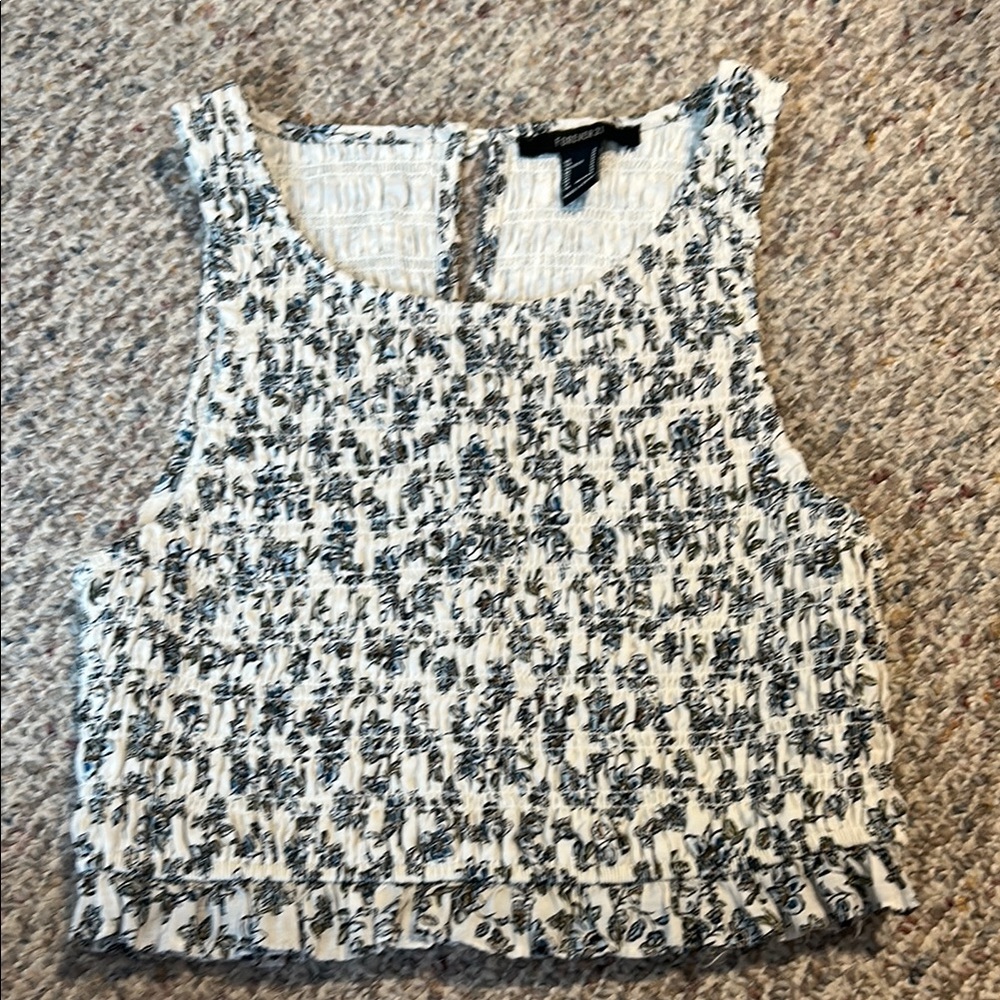 Forever 21 Black and White Crop Tank Top